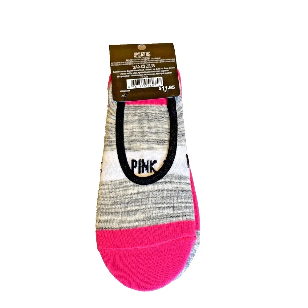 Victoria's Secret PINK no show socks; pink/grey - pack of 2 pairs
